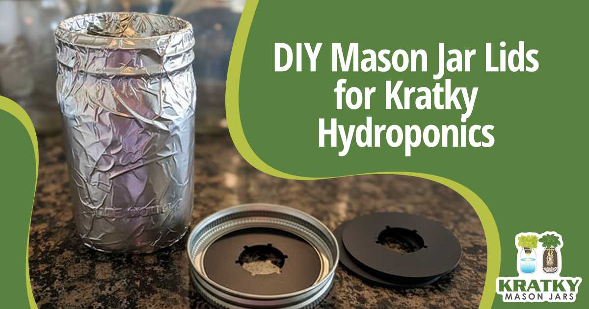 Image of a jar, featuring Kratky Mason Jars and highlighting DIY mason jar lids designed for Kratky hydroponics.